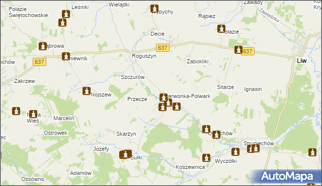 mapa Czerwonka-Folwark, Czerwonka-Folwark na mapie Targeo