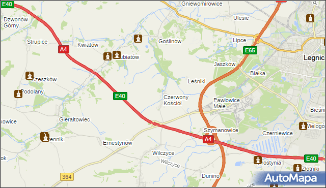 mapa Czerwony Kościół, Czerwony Kościół na mapie Targeo