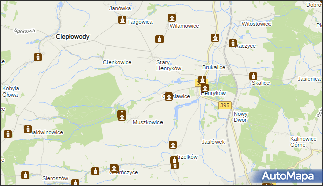 mapa Czesławice gmina Ciepłowody, Czesławice gmina Ciepłowody na mapie Targeo