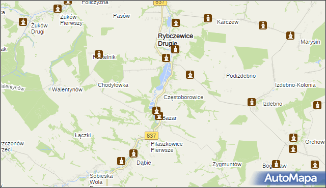 mapa Częstoborowice, Częstoborowice na mapie Targeo