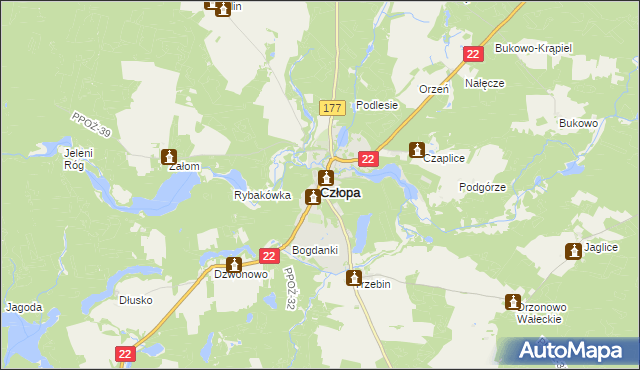 mapa Człopa, Człopa na mapie Targeo