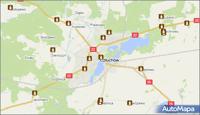 mapa Człuchów, Człuchów na mapie Targeo