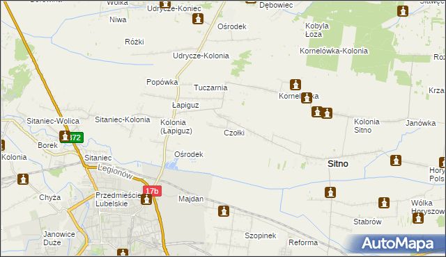 mapa Czołki, Czołki na mapie Targeo