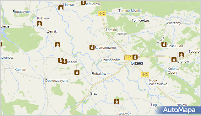 mapa Czołnochów, Czołnochów na mapie Targeo