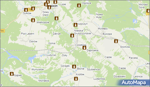 mapa Czostków gmina Krasocin, Czostków gmina Krasocin na mapie Targeo