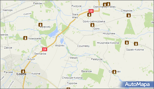 mapa Czuchleby, Czuchleby na mapie Targeo