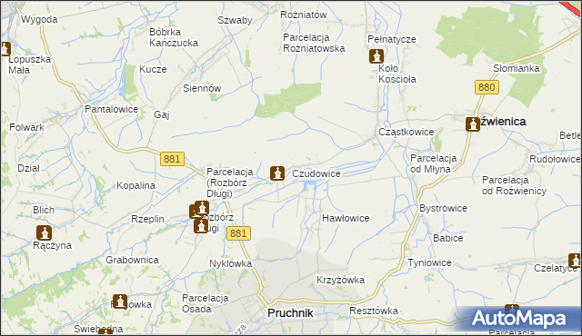 mapa Czudowice, Czudowice na mapie Targeo