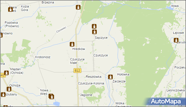 mapa Czułczyce, Czułczyce na mapie Targeo