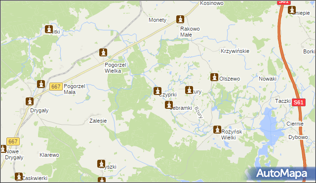 mapa Czyprki gmina Prostki, Czyprki gmina Prostki na mapie Targeo