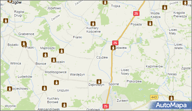 mapa Czyżew gmina Rychwał, Czyżew gmina Rychwał na mapie Targeo