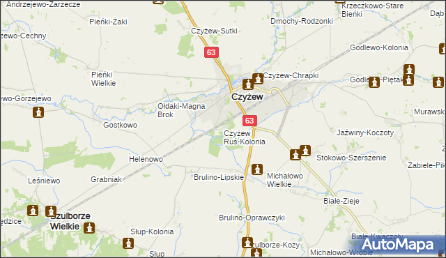 mapa Czyżew Ruś-Kolonia, Czyżew Ruś-Kolonia na mapie Targeo