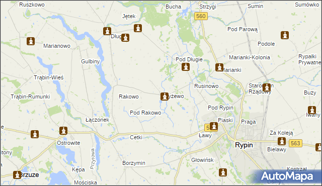 mapa Czyżewo gmina Rypin, Czyżewo gmina Rypin na mapie Targeo