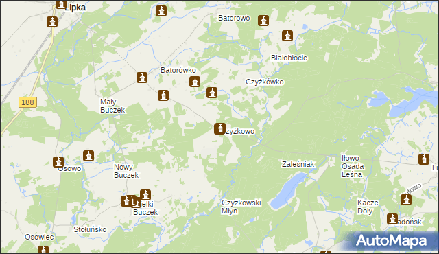 mapa Czyżkowo, Czyżkowo na mapie Targeo