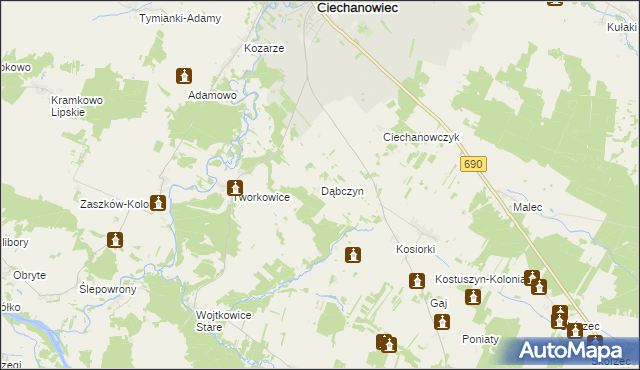 mapa Dąbczyn, Dąbczyn na mapie Targeo