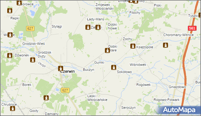 mapa Dąbek gmina Czerwin, Dąbek gmina Czerwin na mapie Targeo