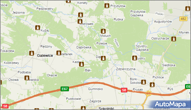 mapa Dąbie gmina Galewice, Dąbie gmina Galewice na mapie Targeo