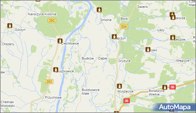 mapa Dąbie gmina Wińsko, Dąbie gmina Wińsko na mapie Targeo
