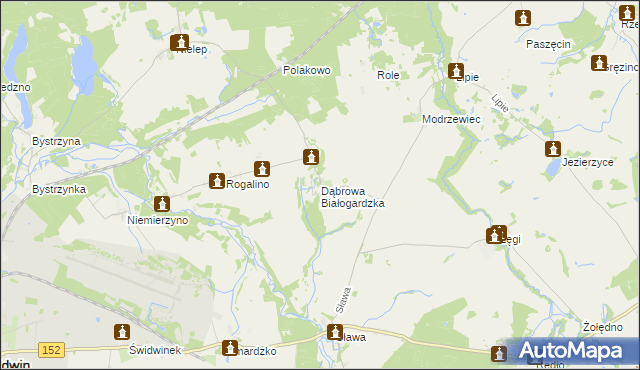 mapa Dąbrowa Białogardzka, Dąbrowa Białogardzka na mapie Targeo