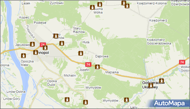 mapa Dąbrowa gmina Annopol, Dąbrowa gmina Annopol na mapie Targeo