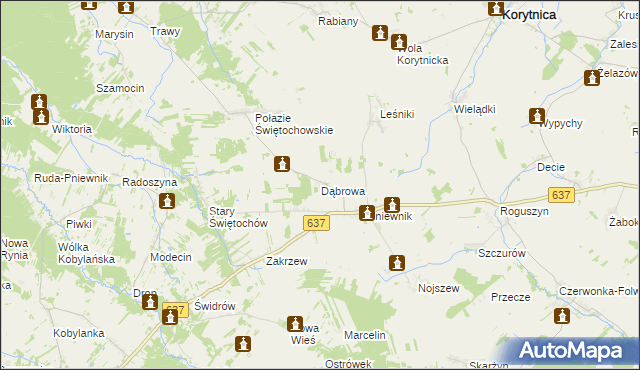 mapa Dąbrowa gmina Korytnica, Dąbrowa gmina Korytnica na mapie Targeo