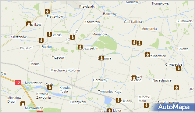 mapa Dąbrowa gmina Koźminek, Dąbrowa gmina Koźminek na mapie Targeo