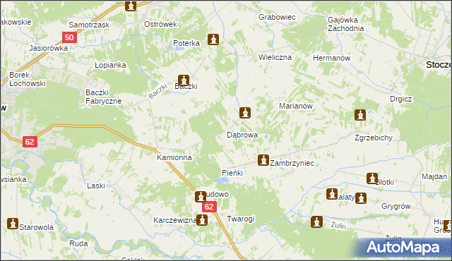 mapa Dąbrowa gmina Łochów, Dąbrowa gmina Łochów na mapie Targeo