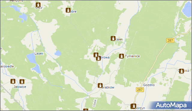 mapa Dąbrowa gmina Lubsko, Dąbrowa gmina Lubsko na mapie Targeo