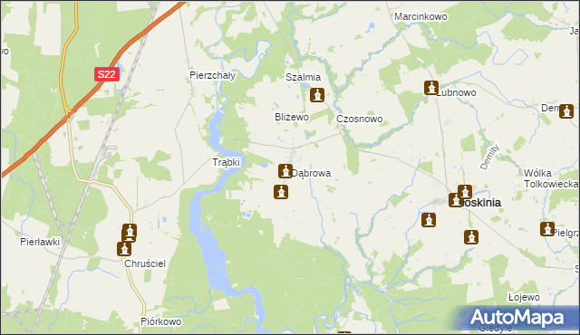 mapa Dąbrowa gmina Płoskinia, Dąbrowa gmina Płoskinia na mapie Targeo