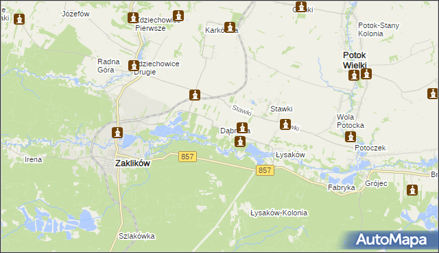 mapa Dąbrowa gmina Zaklików, Dąbrowa gmina Zaklików na mapie Targeo