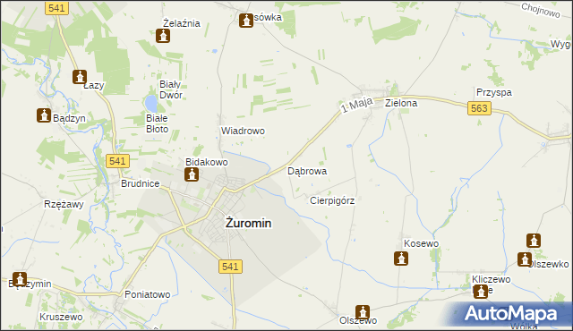 mapa Dąbrowa gmina Żuromin, Dąbrowa gmina Żuromin na mapie Targeo