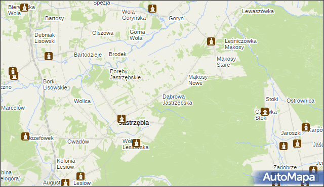 mapa Dąbrowa Jastrzębska, Dąbrowa Jastrzębska na mapie Targeo