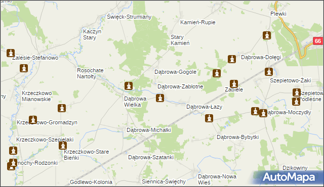 mapa Dąbrowa-Kaski, Dąbrowa-Kaski na mapie Targeo