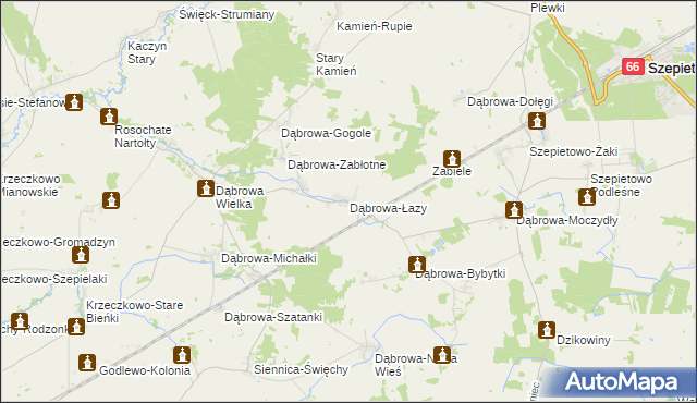 mapa Dąbrowa-Łazy gmina Szepietowo, Dąbrowa-Łazy gmina Szepietowo na mapie Targeo