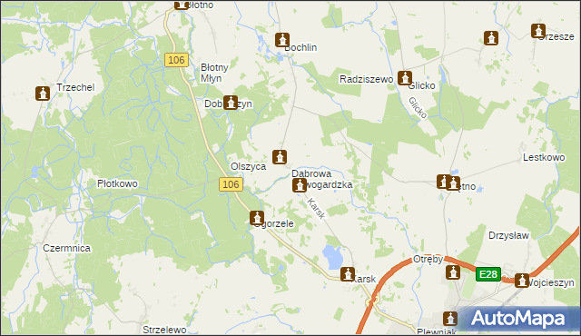 mapa Dąbrowa Nowogardzka, Dąbrowa Nowogardzka na mapie Targeo