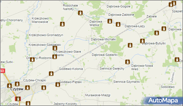 mapa Dąbrowa-Szatanki, Dąbrowa-Szatanki na mapie Targeo