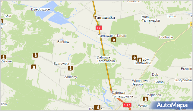 mapa Dąbrowa Tarnawacka, Dąbrowa Tarnawacka na mapie Targeo