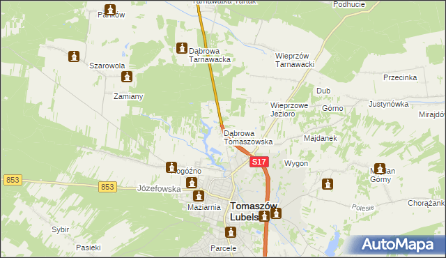 mapa Dąbrowa Tomaszowska, Dąbrowa Tomaszowska na mapie Targeo