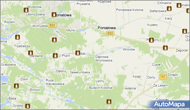 mapa Dąbrowa Wronowska, Dąbrowa Wronowska na mapie Targeo