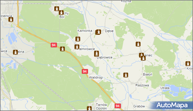 mapa Dąbrowice gmina Chrząstowice, Dąbrowice gmina Chrząstowice na mapie Targeo