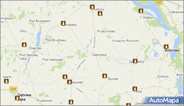 mapa Dąbrówka gmina Bobrowo, Dąbrówka gmina Bobrowo na mapie Targeo