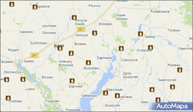 mapa Dąbrówka gmina Bytoń, Dąbrówka gmina Bytoń na mapie Targeo