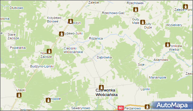 mapa Dąbrówka gmina Czerwonka, Dąbrówka gmina Czerwonka na mapie Targeo