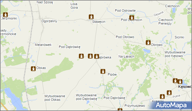 mapa Dąbrówka gmina Kamień Krajeński, Dąbrówka gmina Kamień Krajeński na mapie Targeo