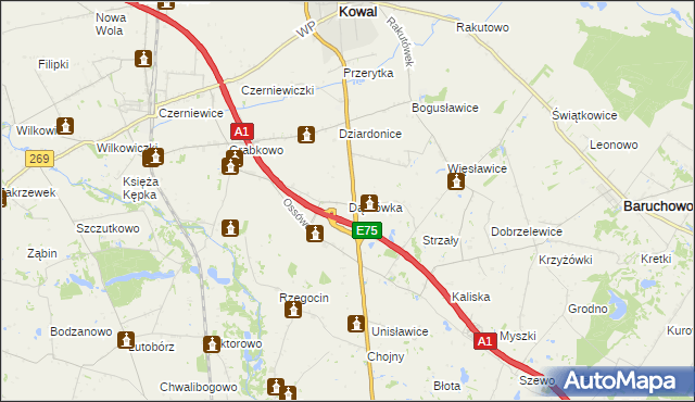 mapa Dąbrówka gmina Kowal, Dąbrówka gmina Kowal na mapie Targeo