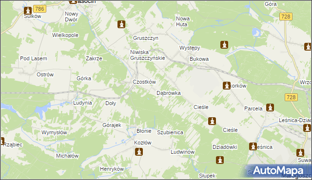 mapa Dąbrówka gmina Krasocin, Dąbrówka gmina Krasocin na mapie Targeo