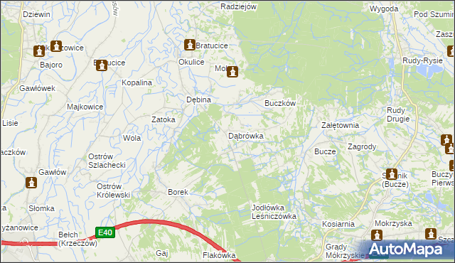 mapa Dąbrówka gmina Rzezawa, Dąbrówka gmina Rzezawa na mapie Targeo