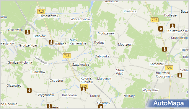 mapa Dąbrówka gmina Sławno, Dąbrówka gmina Sławno na mapie Targeo