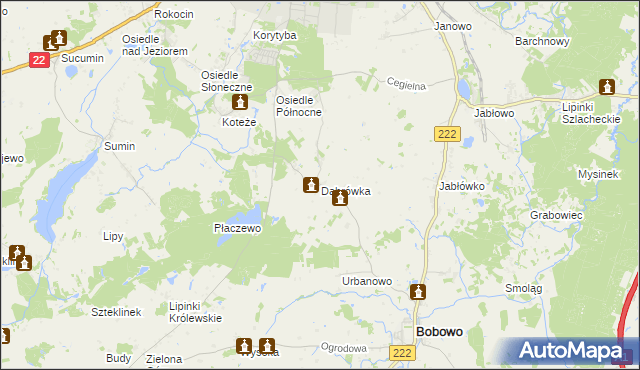 mapa Dąbrówka gmina Starogard Gdański, Dąbrówka gmina Starogard Gdański na mapie Targeo