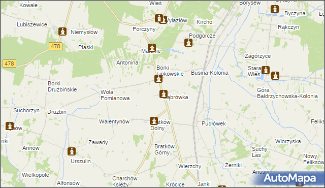 mapa Dąbrówka gmina Zadzim, Dąbrówka gmina Zadzim na mapie Targeo