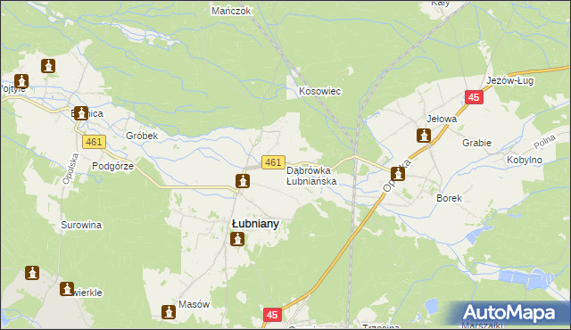 mapa Dąbrówka Łubniańska, Dąbrówka Łubniańska na mapie Targeo